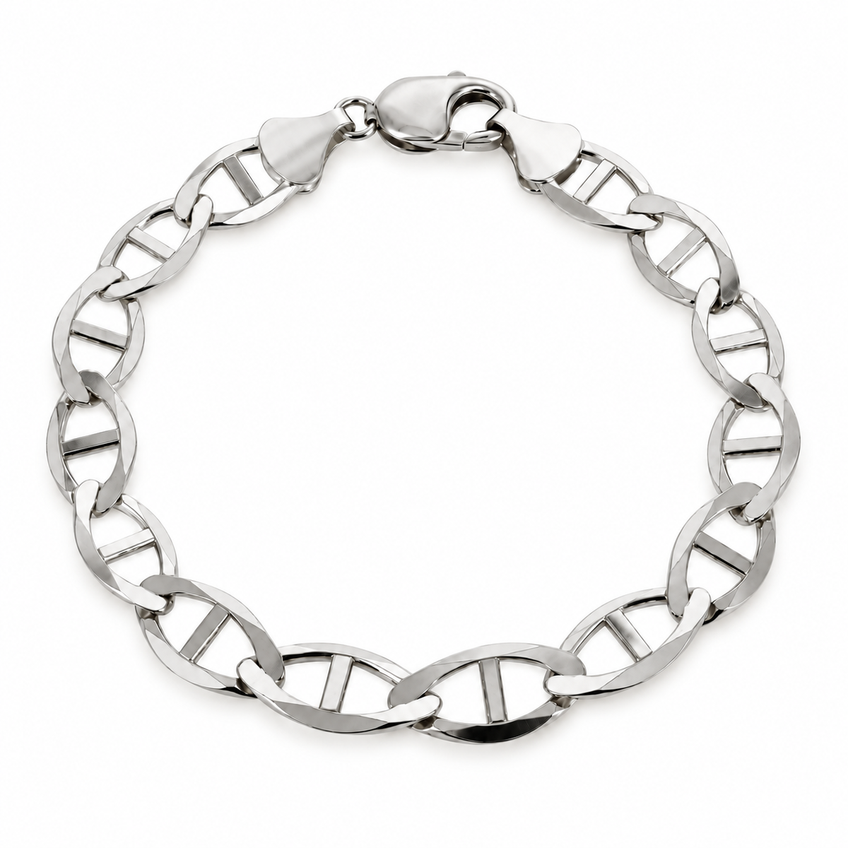 10K White Gold Solid Mariner Bracelet