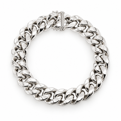 White gold Miami Cuban link bracelet, clasp view
