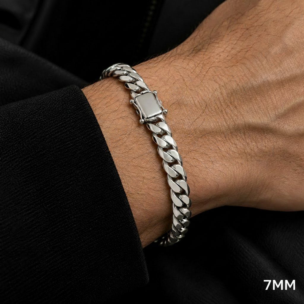 10K White Gold Heavy Solid Miami Cuban Link Bracelet (6mm-13.5mm), alternate view