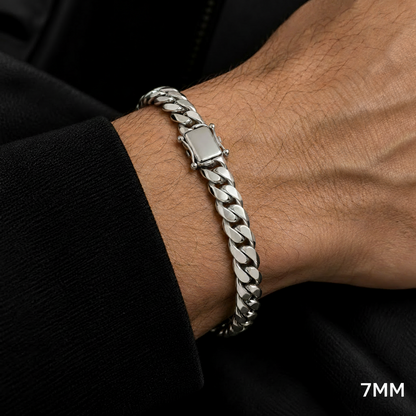 10K White Gold Heavy Solid Miami Cuban Link Bracelet (6mm-13.5mm), alternate view