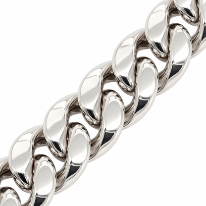 White gold Miami Cuban link bracelet, side view