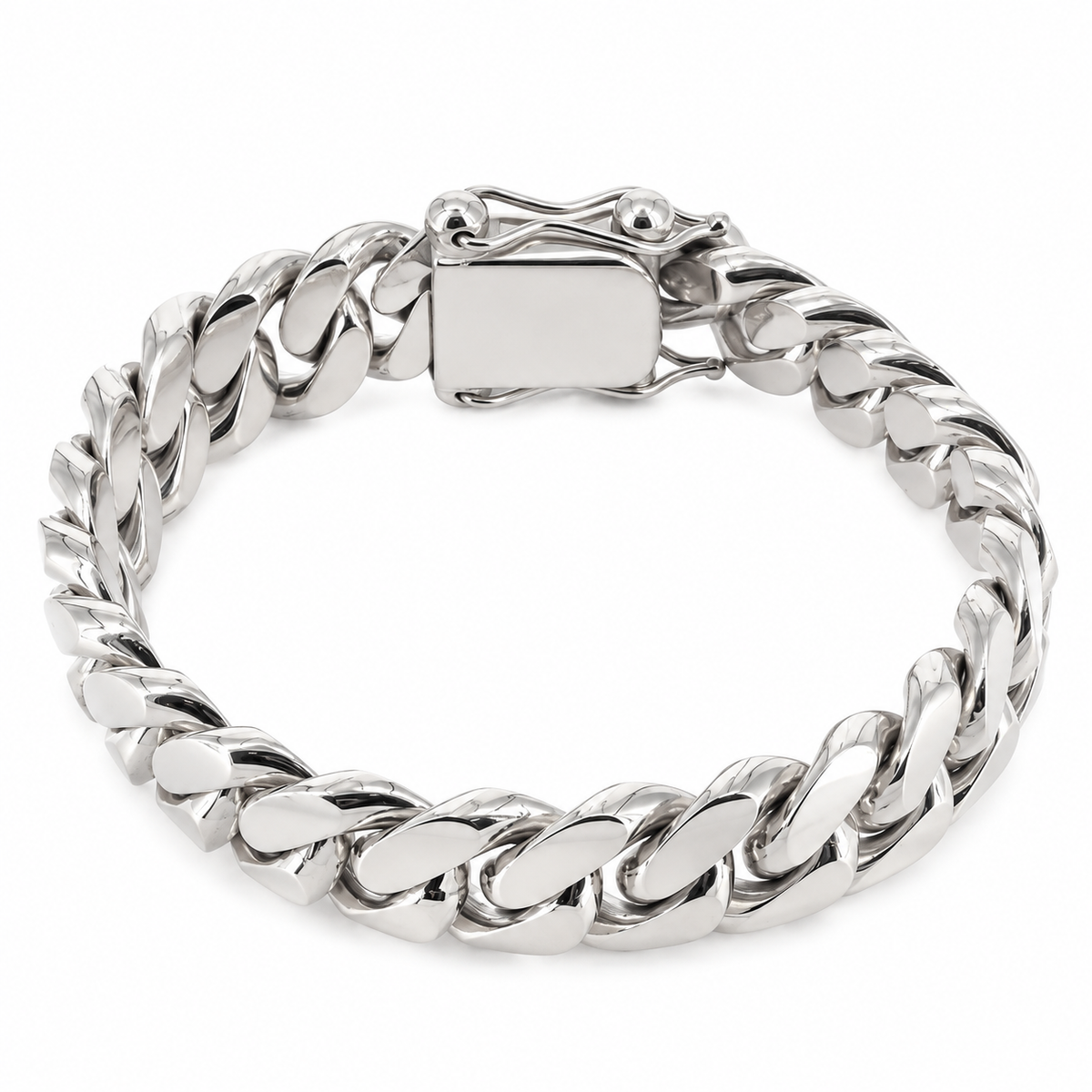 White gold Miami Cuban link bracelet, alternate view