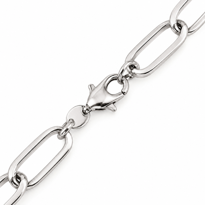 White gold paper clip bracelet, detail view