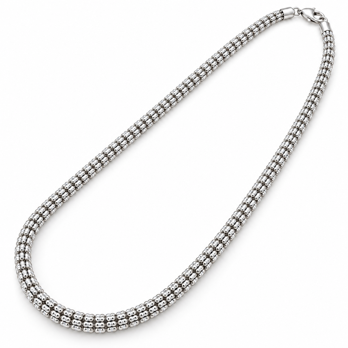 14K white gold diamond-cut rolo link chain