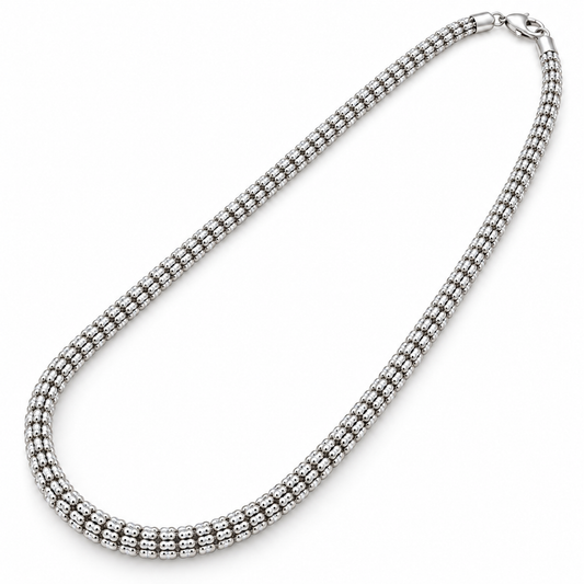 14K white gold diamond-cut rolo link chain
