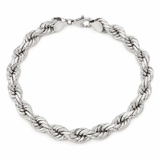 18K White Gold Solid Rope Bracelet