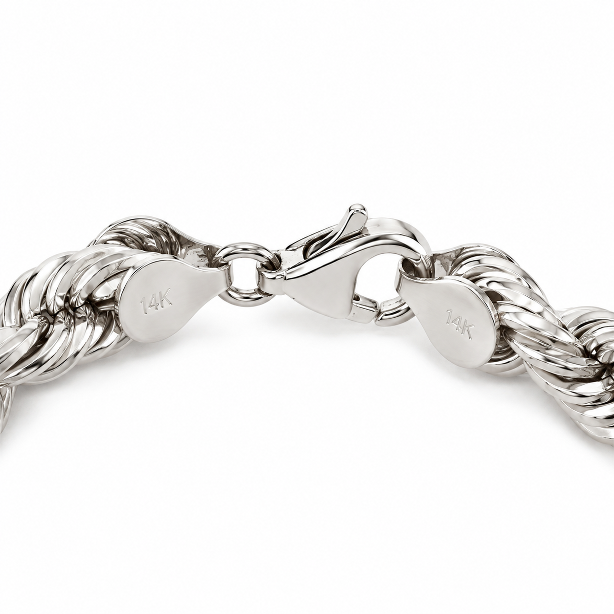 White gold rope bracelet, detail view