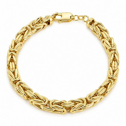 10K Yellow Gold Semi-Solid Byzantine Bracelet
