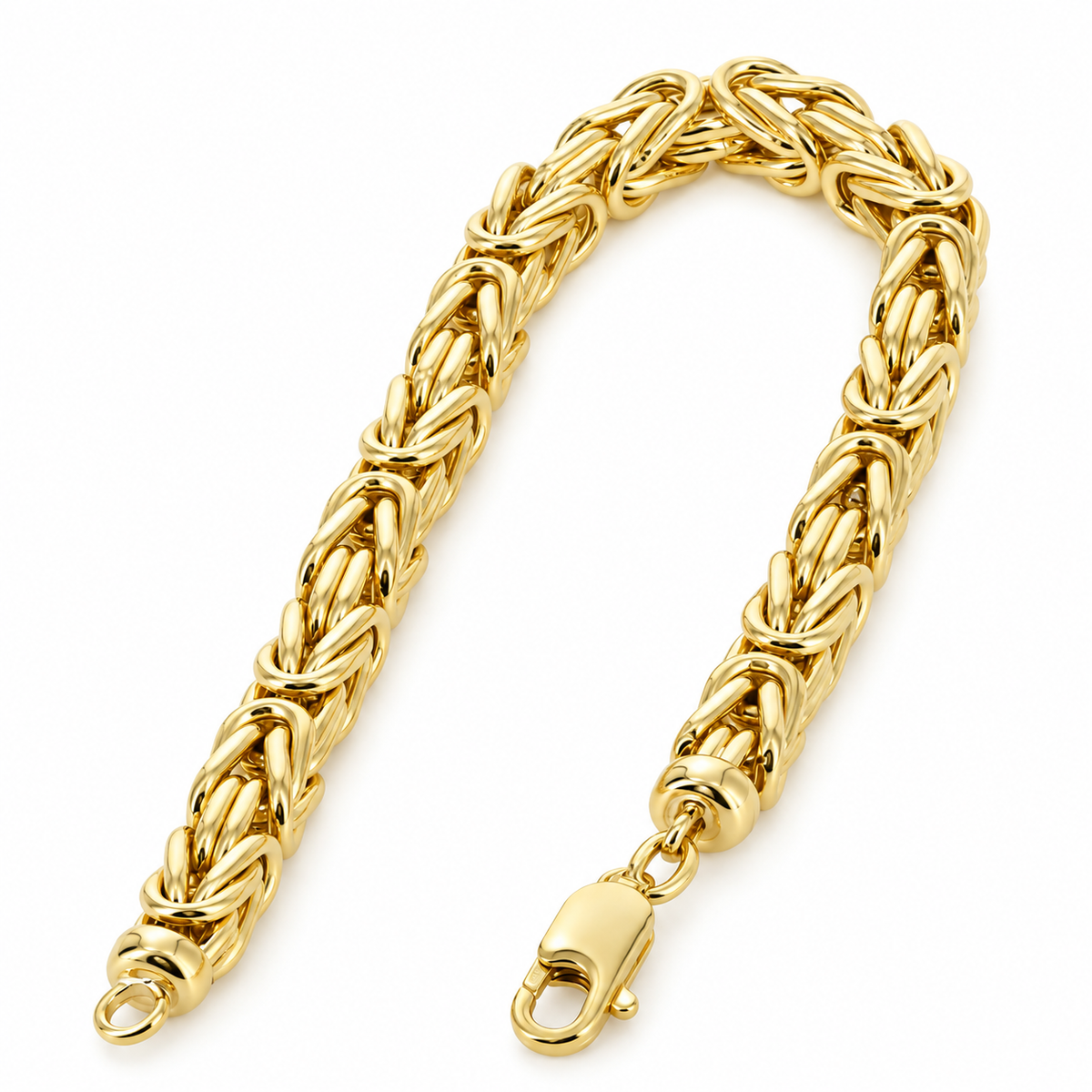 10K Yellow Gold Semi-Solid Byzantine Bracelet, side view