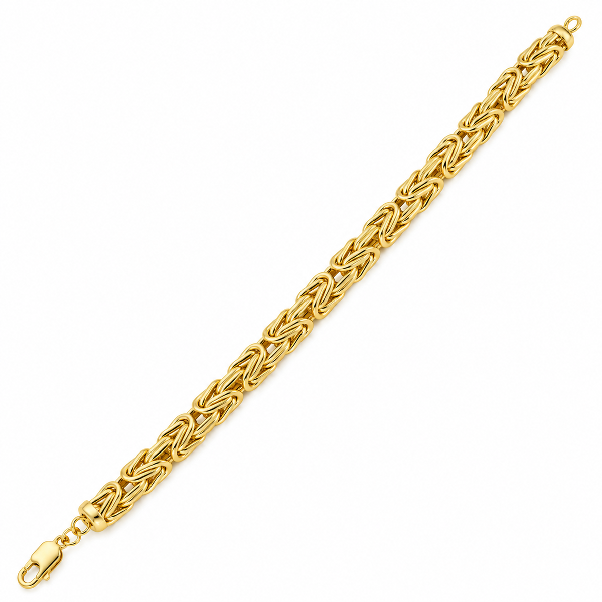 10K Yellow Gold Semi-Solid Byzantine Bracelet, detail view