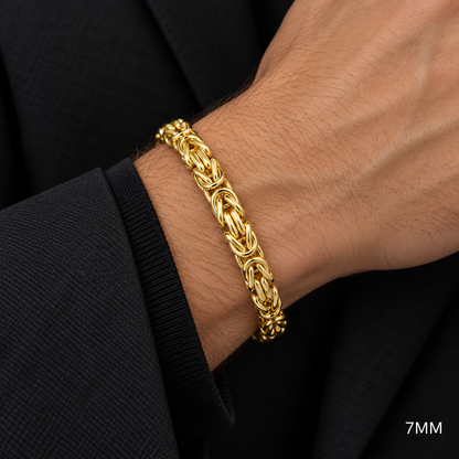 10K Yellow Gold Semi-Solid Byzantine Bracelet, alternate view
