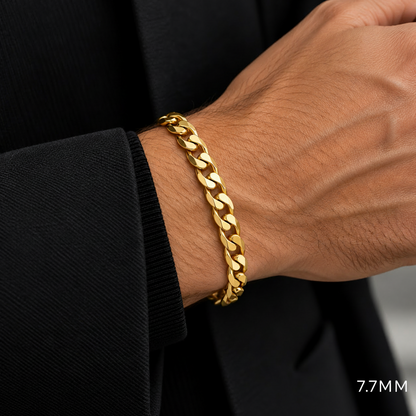 10K Gold Semi-Solid Cuban Curb Link Bracelet, alternate view