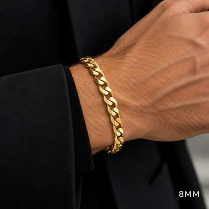 14K Gold Semi-Solid Cuban Curb Link Bracelet, alternate view