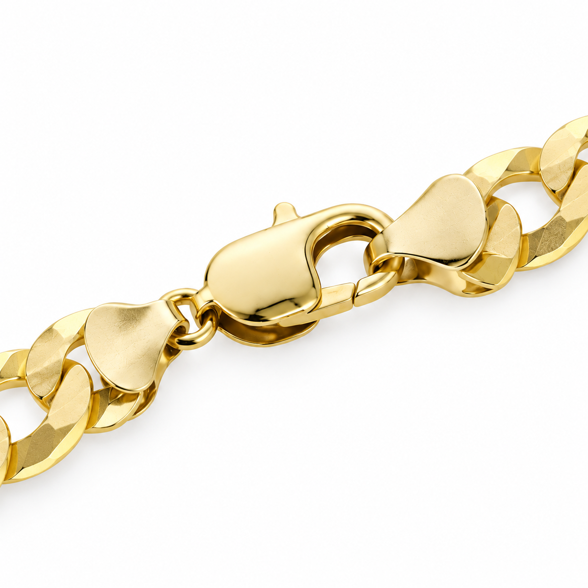 10K Yellow Gold Solid Cuban Curb Link Bracelet, side view