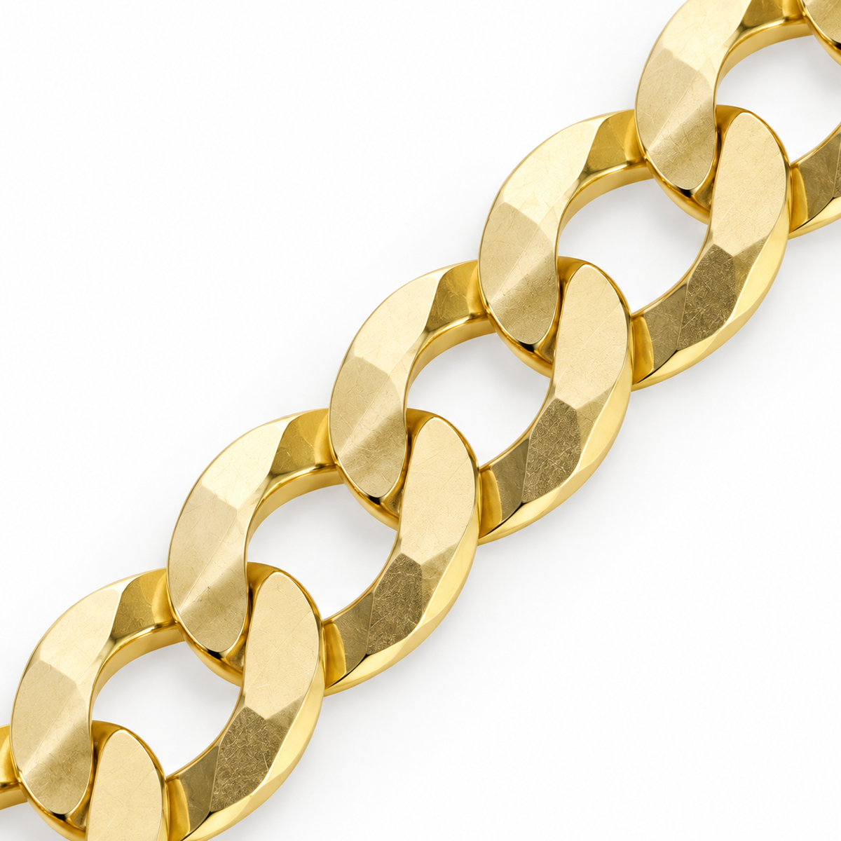 10K Yellow Gold Solid Cuban Curb Link Bracelet, detail view