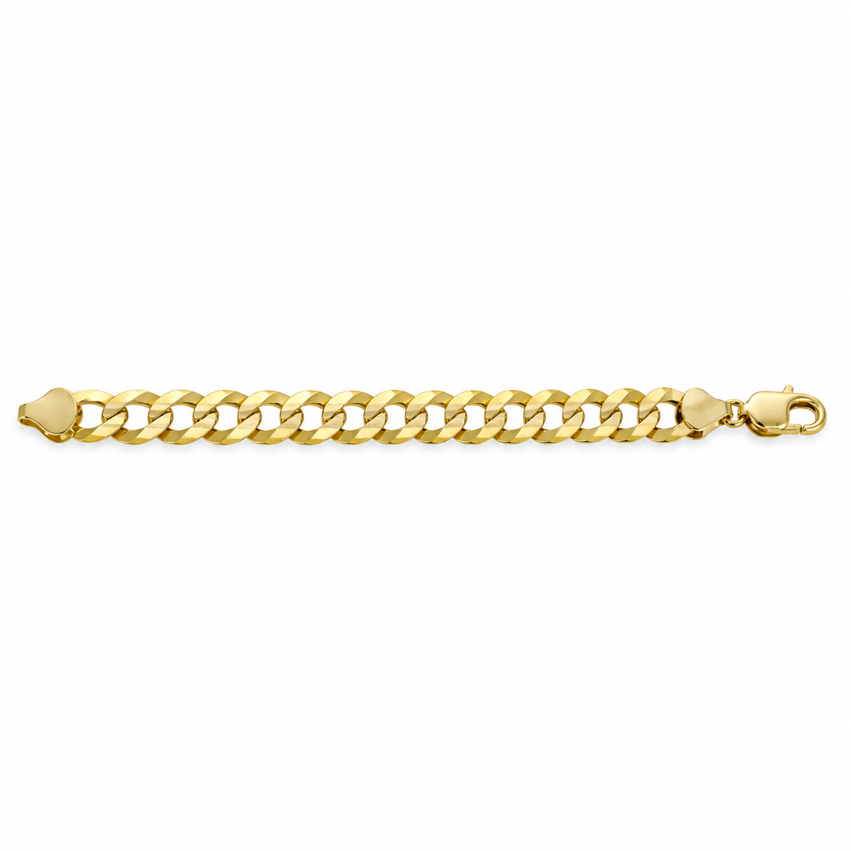 10K Yellow Gold Solid Cuban Curb Link Bracelet, close-up of the links