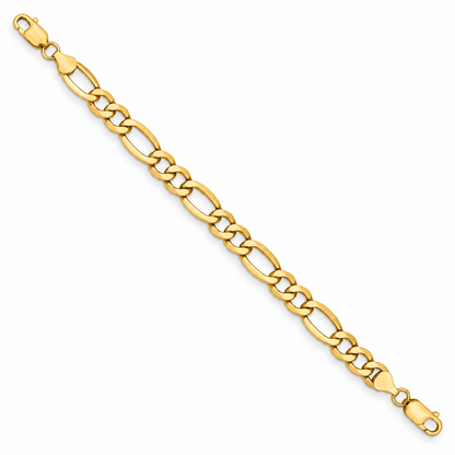 18K Gold Figaro Bracelet, detail view