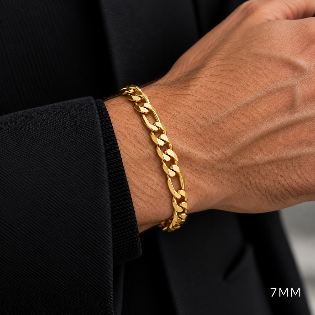 18K Gold Figaro Bracelet, alternate view