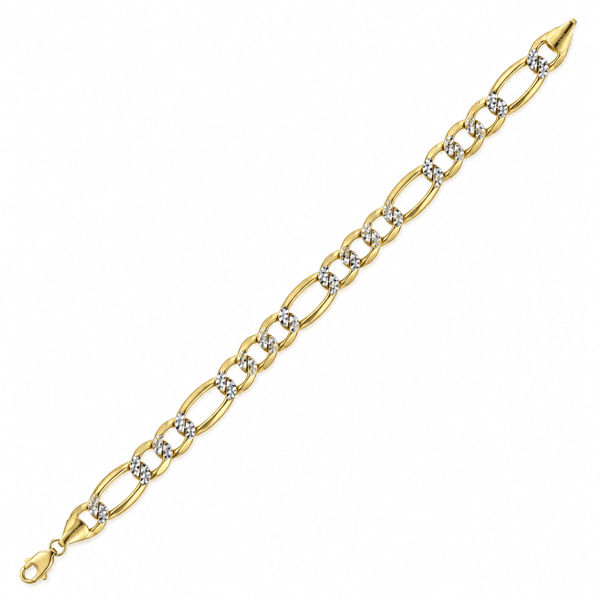 10K Yellow Gold Solid Diamond-Cut Figaro Bracelet, alternate view
