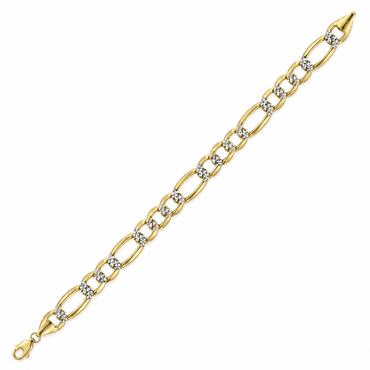 10K Yellow Gold Solid Diamond-Cut Figaro Bracelet, alternate view