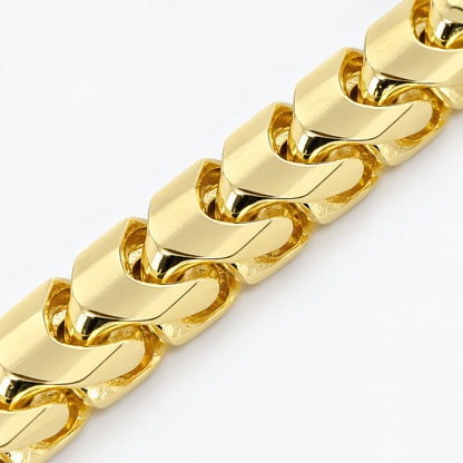 Yellow gold Franco bracelet, side view