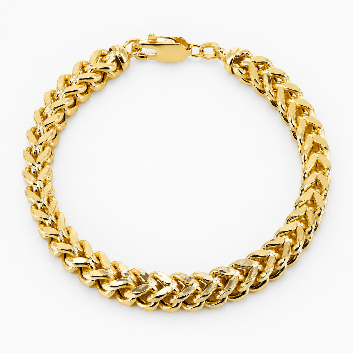 Yellow gold Franco bracelet, detail view