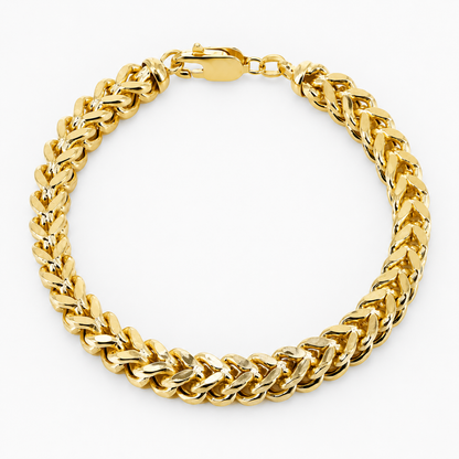 Yellow gold Franco bracelet, detail view