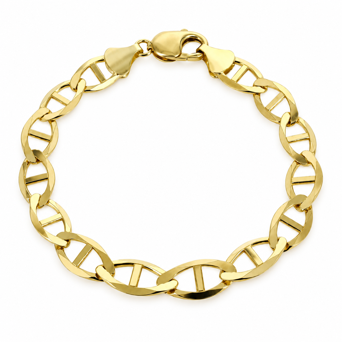 10K Yellow Gold Solid Mariner Bracelet