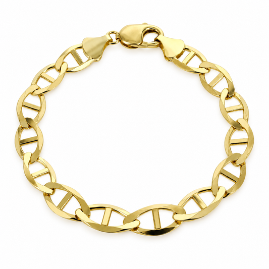 10K Yellow Gold Solid Mariner Bracelet