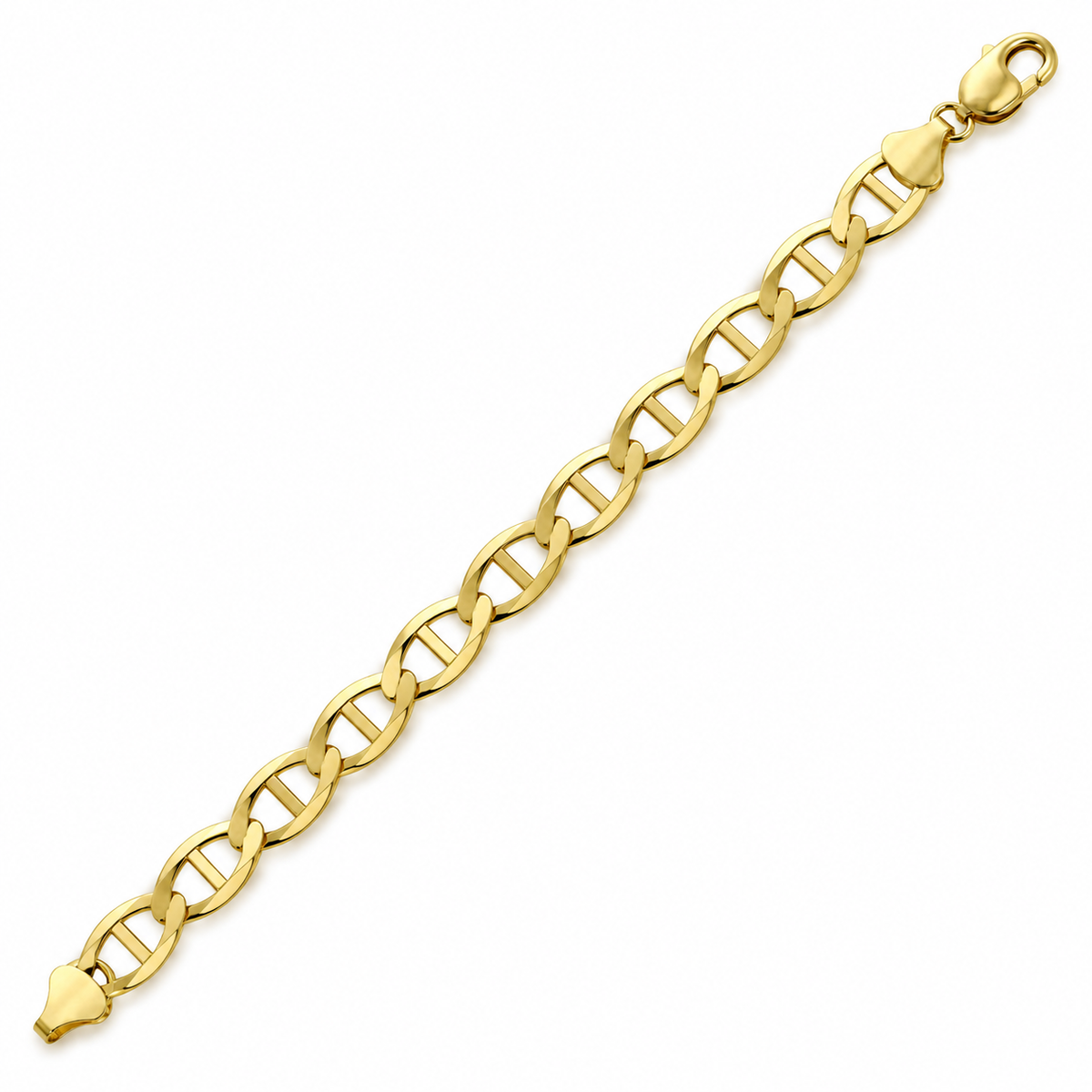 10K Yellow Gold Solid Mariner Bracelet, detail view