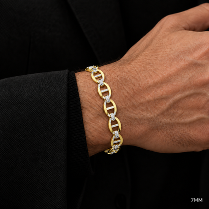 10K Yellow Gold Solid Diamond-Cut Mariner Bracelet, alternate view