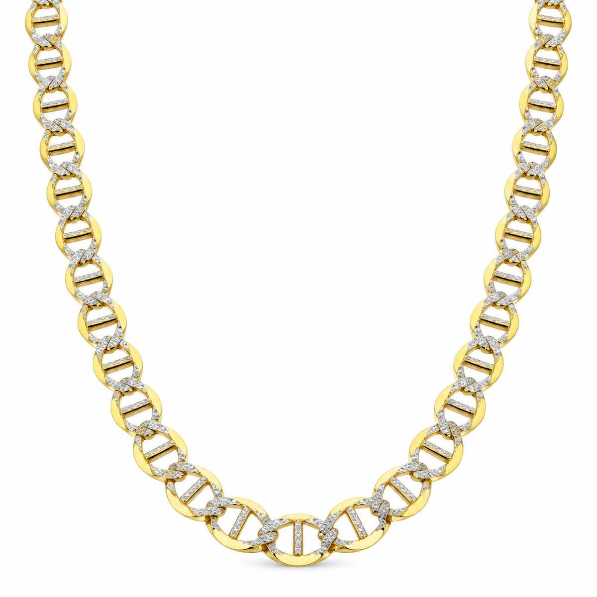 10K Yellow Gold Solid Diamond-Cut Mariner Chain