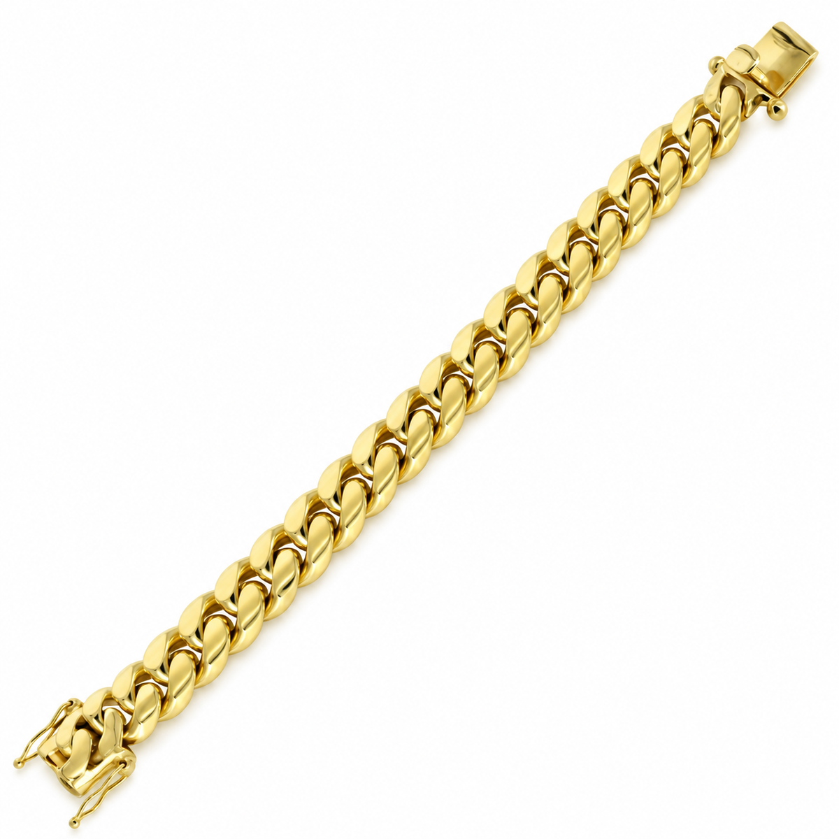Yellow gold Miami Cuban link bracelet, side view
