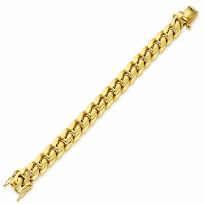 Yellow gold Miami Cuban link bracelet, side view