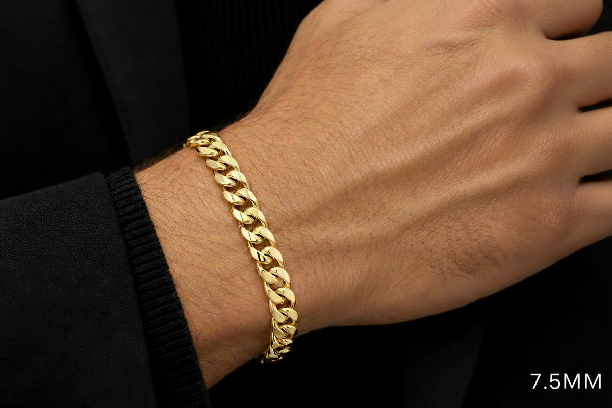 14K Gold Semi-Solid Miami Cuban Link Bracelet, alternate view