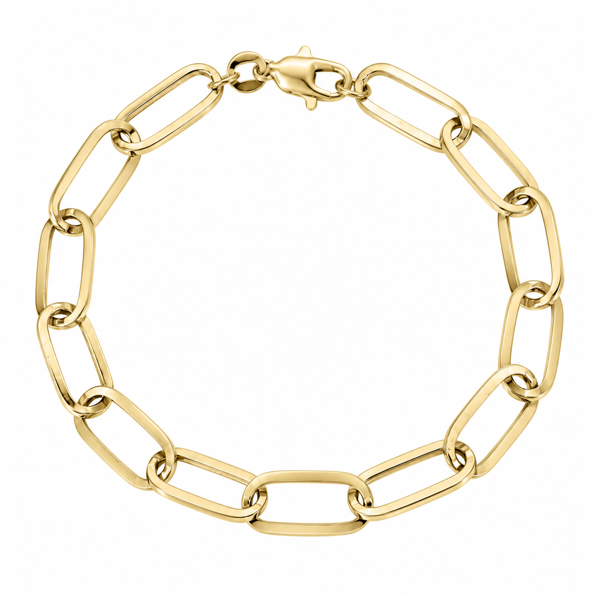 Yellow gold paper clip bracelet, detail view