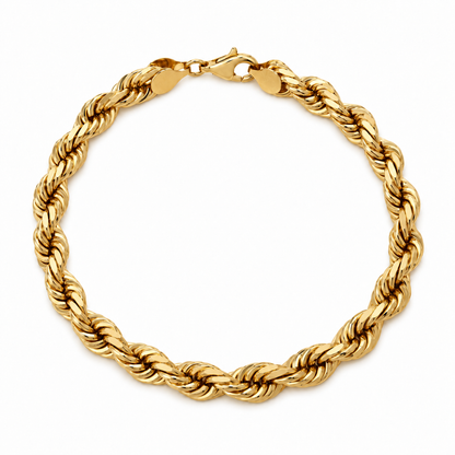 18K Gold Solid Rope Bracelet