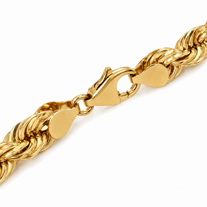 18K Gold Solid Rope Bracelet, close-up of the links