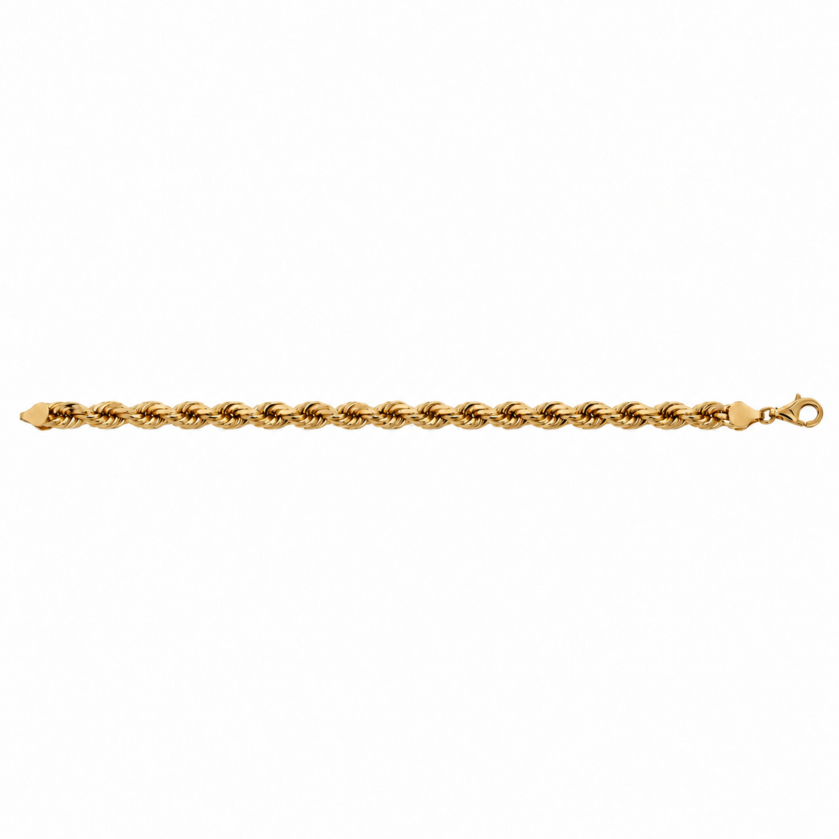 18K Gold Solid Rope Bracelet, detail view