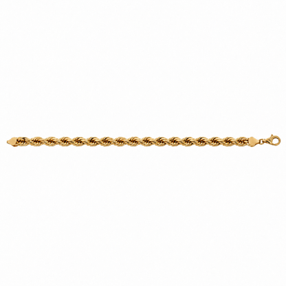 18K Gold Solid Rope Bracelet, detail view