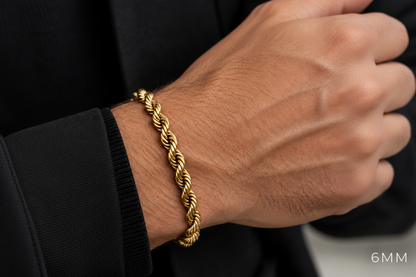18K Gold Solid Rope Bracelet, alternate view