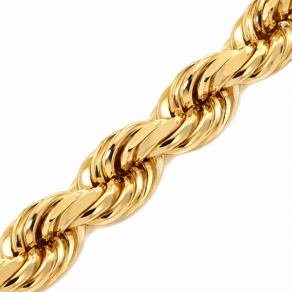 14K Gold Solid Rope Bracelet, close-up of the links
