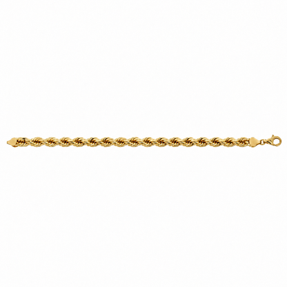 14K Gold Solid Rope Bracelet, side view