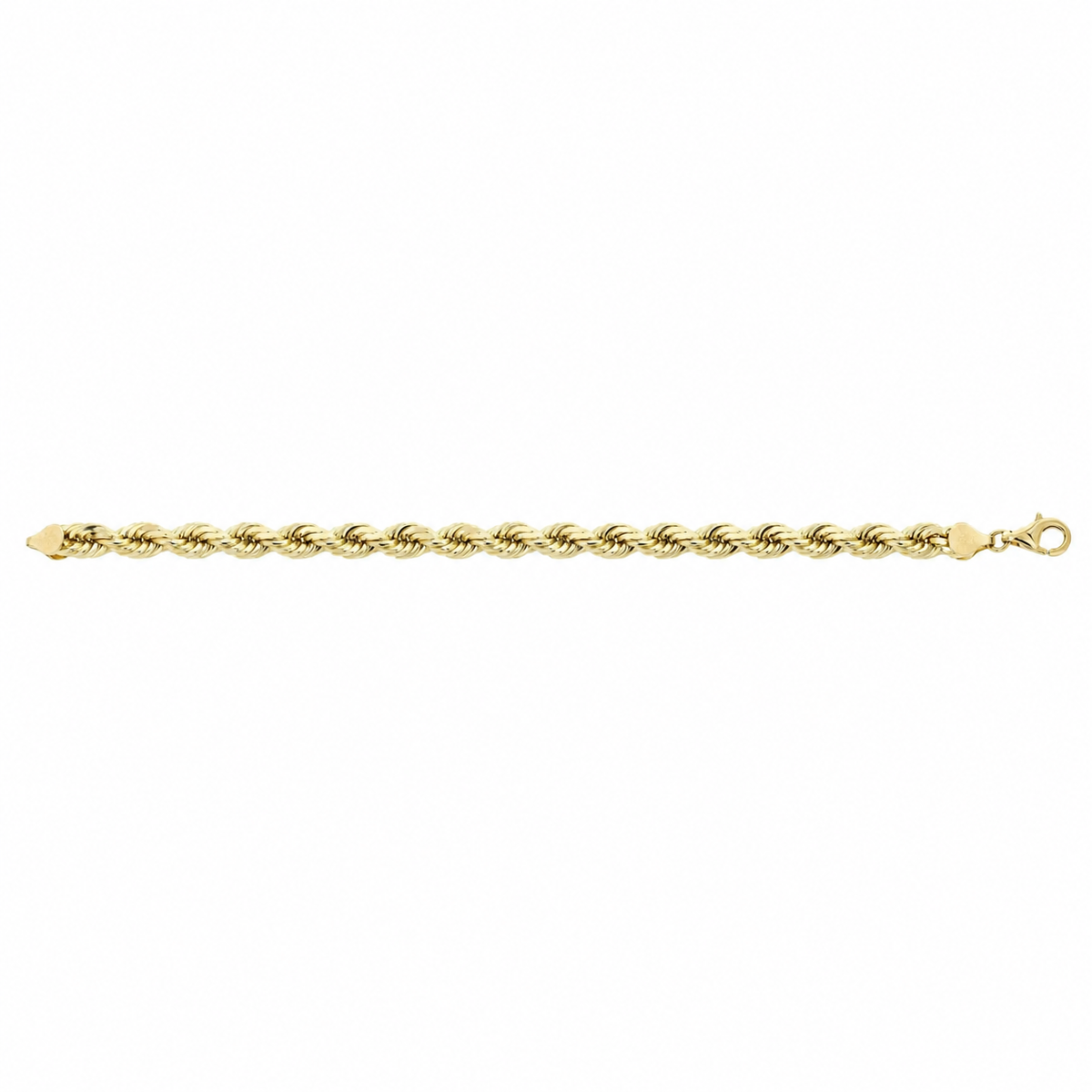 Yellow gold rope bracelet, close-up of the links