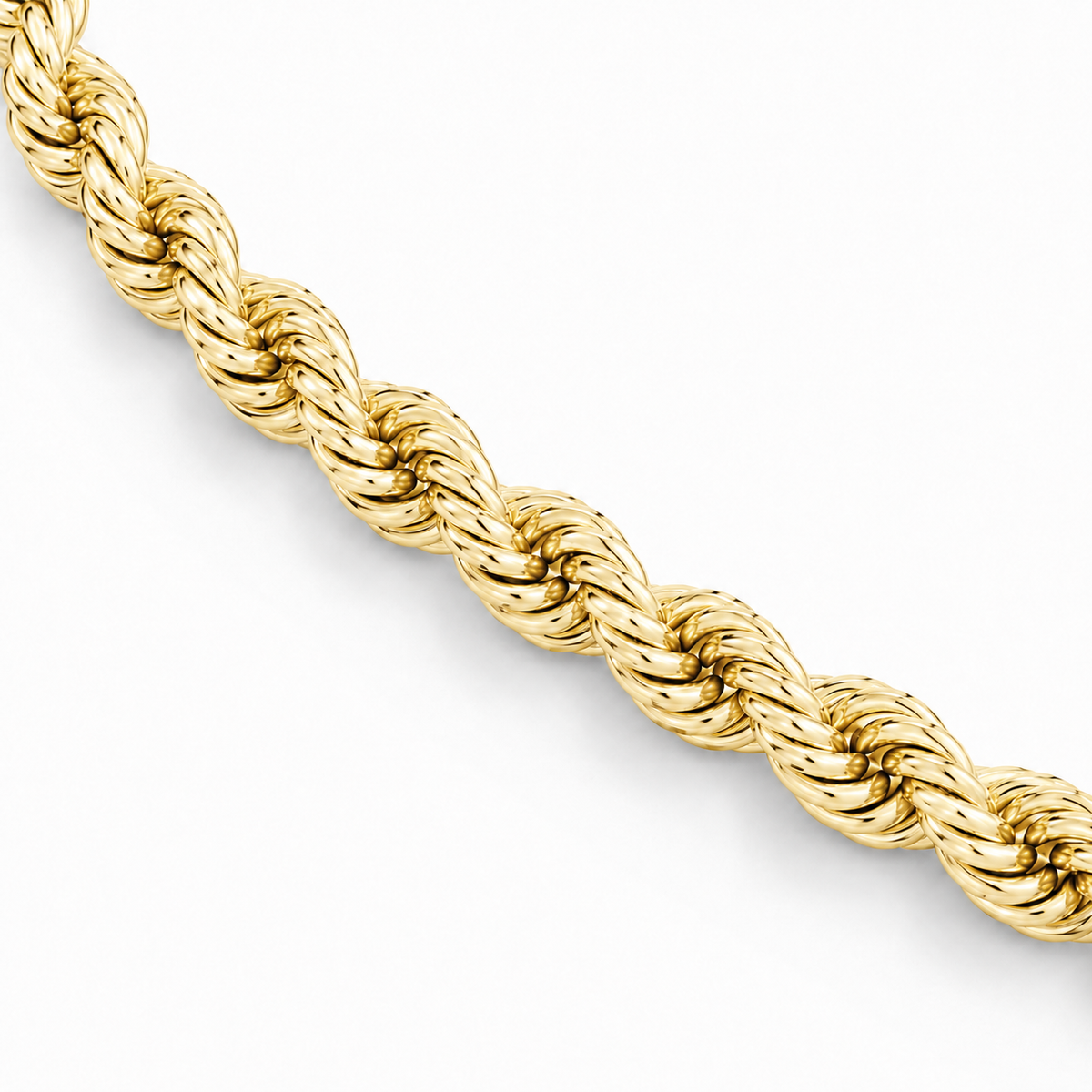 Gold rope chain, close-up of the link detail