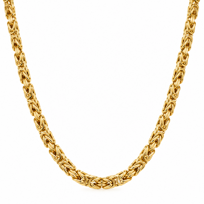 Gold Plated Sterling Silver Byzantine Chain, close-up of the links