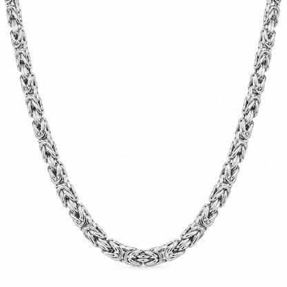 925 Sterling Silver Byzantine Chain, close-up of the links