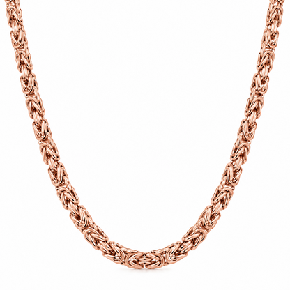 Rose Gold Plated Sterling Silver Byzantine Chain, close-up of the links