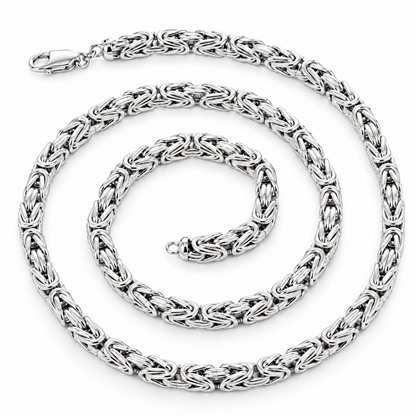 925 Sterling Silver Byzantine Chain, detail view