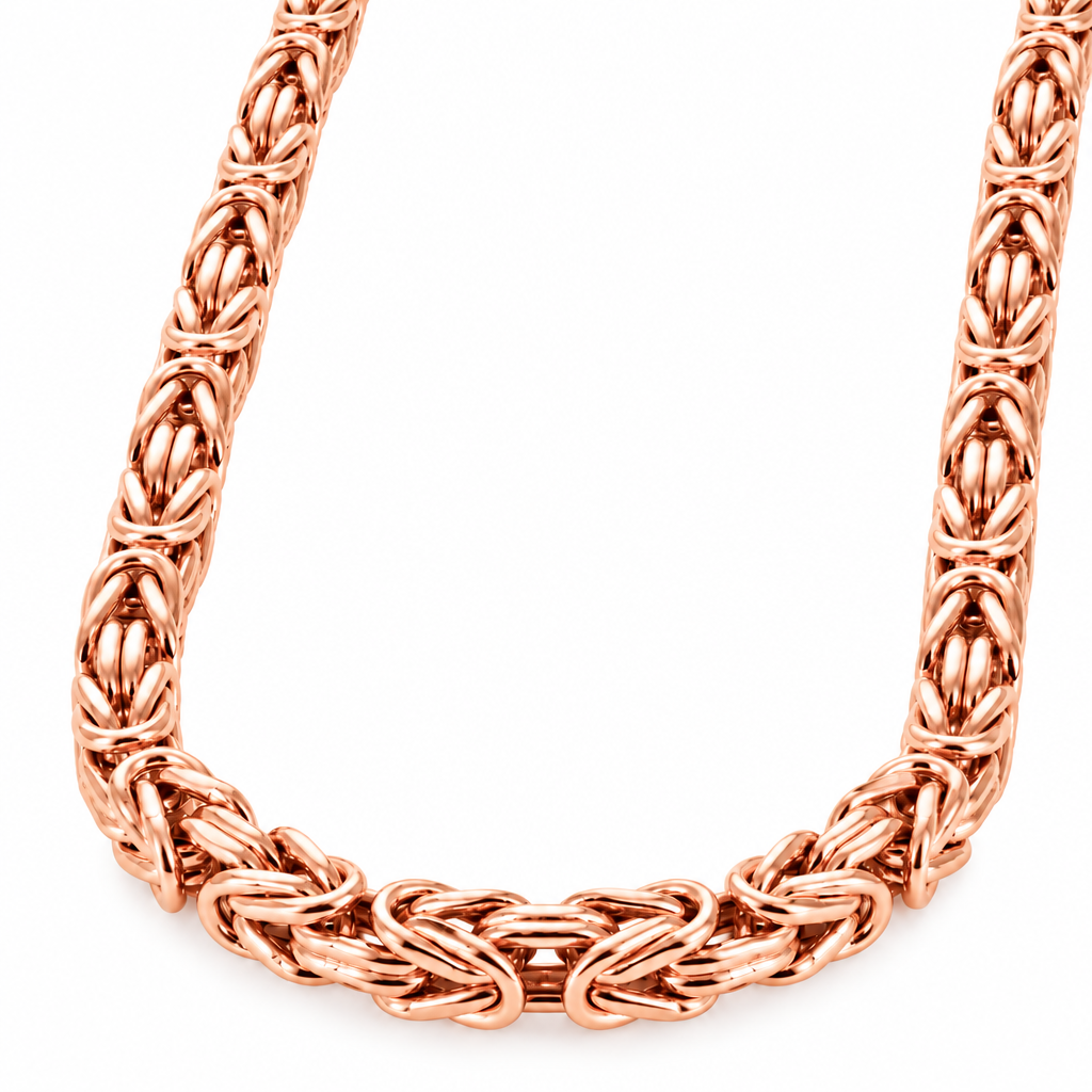 Rose Gold Plated Sterling Silver Byzantine Chain